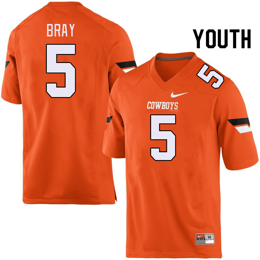 Youth #5 Jaden Bray Oklahoma State Cowboys College Football Jerseys Stitched-Orange